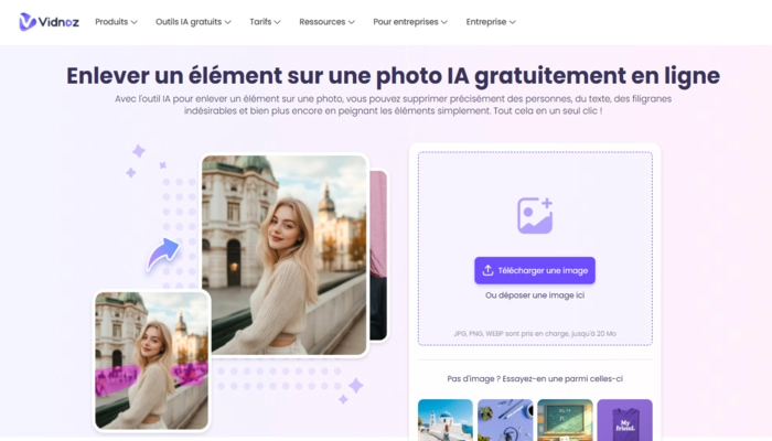 vidnoz enlever un texte sur une photo