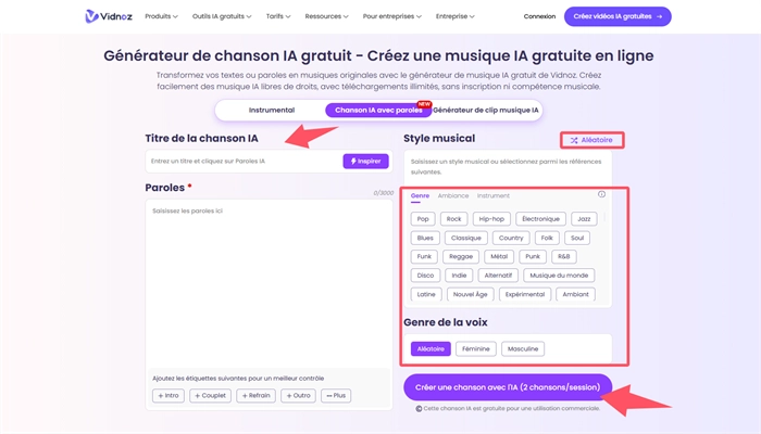 vidnoz trouver les paroles d