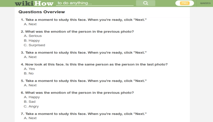 WikiHow prosopagnosie test