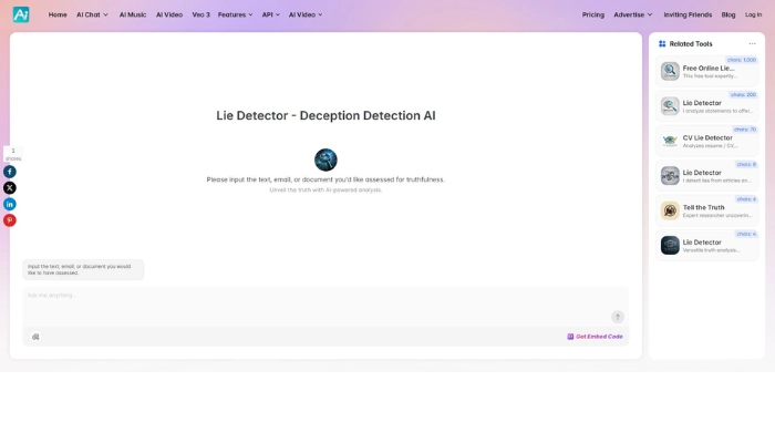 yeschat ai detecteur de mensonge en ligne