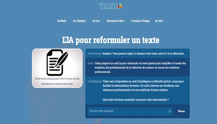 yiaho ia pour reformuler un texte