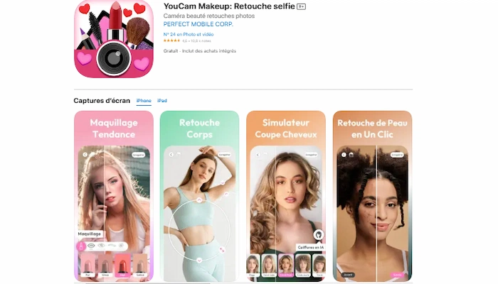 youcam makeup application filtre photo