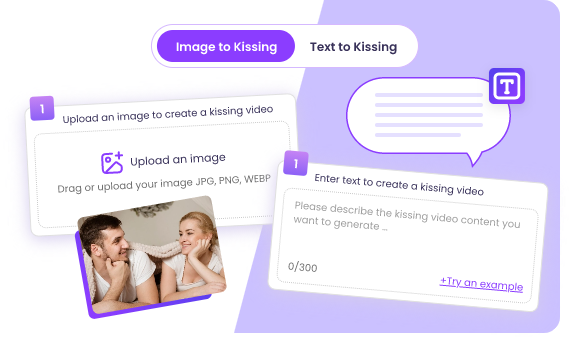 Choisissez une image ou un texte pour la vidéo de baiser